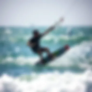 Optimal Riding Conditions for Kiteboarding Kiteboarder riding the waves with optimal wind