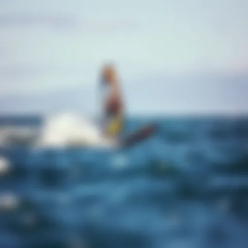 A beautifully designed wing surf foil board in action on the water