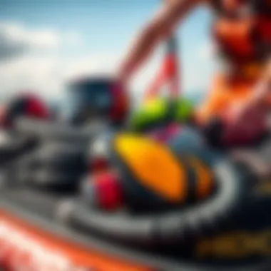 Essential Gear for Hydro Wakeboarding Enthusiasts Close-up view of specialized hydro wakeboarding gear and equipment