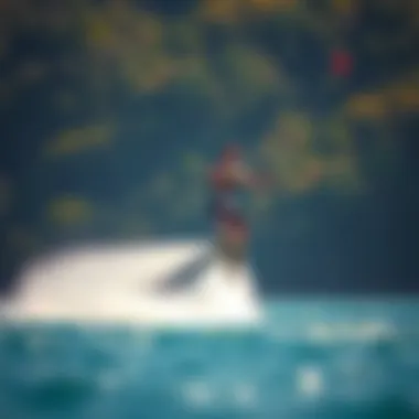 Experience the Thrill of Hydro Wakeboarding A hydro wakeboarder riding atop a hydrofoil cutting through the water