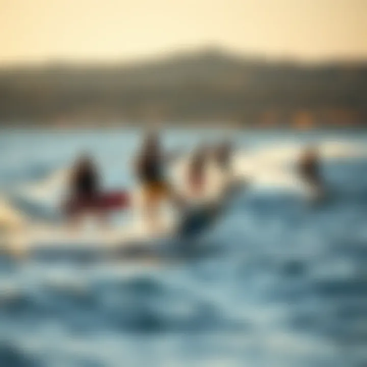 Mastering Techniques and Tricks in Hydro Wakeboarding A group of hydro wakeboarders performing tricks on the water