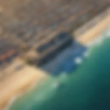 An aerial view of a popular kite surfing hotspot in Southern California