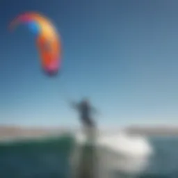 A kite surfer riding the waves of Southern California's coastline