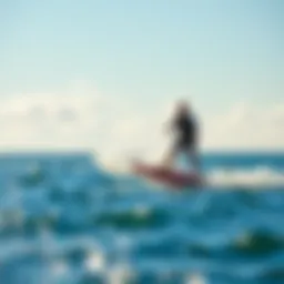 Dynamic wing foil board in action on the water