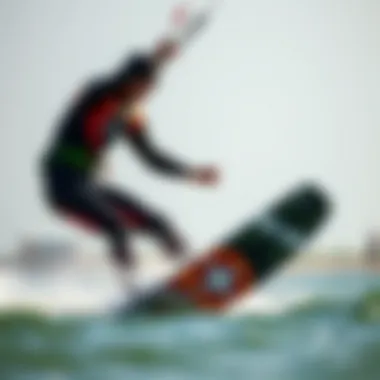 Kiteboarding Performance with Yamamoto Neoprene Kiteboarder wearing wetsuit made of Yamamoto neoprene