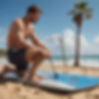 A well-maintained Fanatic foil board on the beach, emphasizing care and maintenance tips