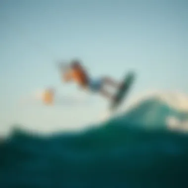 Dynamic freestyle kiteboarding trick performance