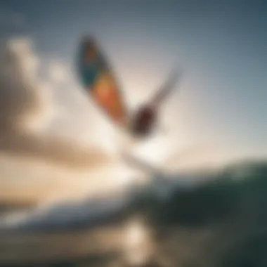 Fusion Wing in Action Kiteboarder utilizing a fusion wing on the water