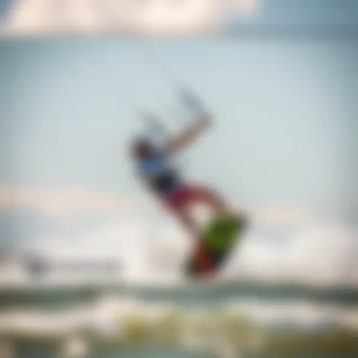 Kiteboarding in Full Swing Dynamic kiteboarding action showcasing skill and maneuverability