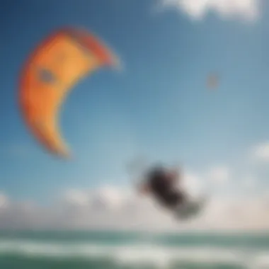 Vibrant kites soaring in the sky during a kitesurfing session