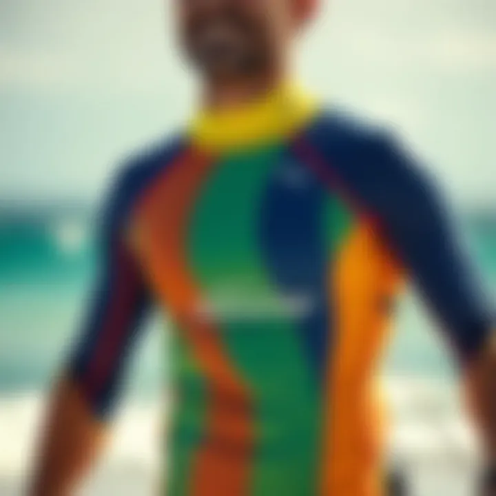 Protective Features of Instructor Rash Guards A vibrant rash guard showcasing its protective features against sun and water elements