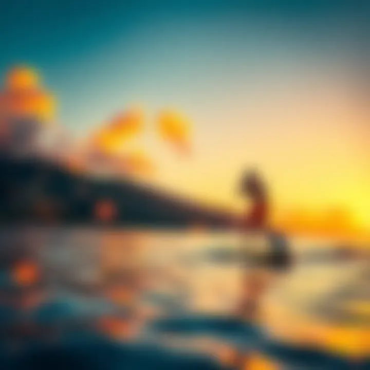 A serene view of paddleboarding at sunset, showcasing Kailua's natural beauty