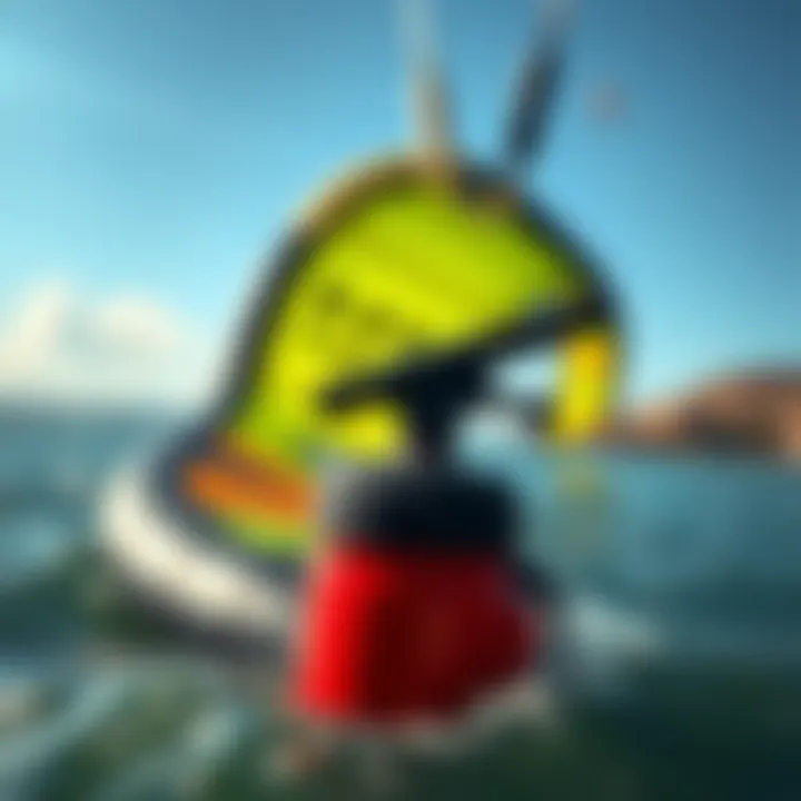 Kite Ready for Kiteboarding Adventure A kite inflated with the help of a pump, ready for action.