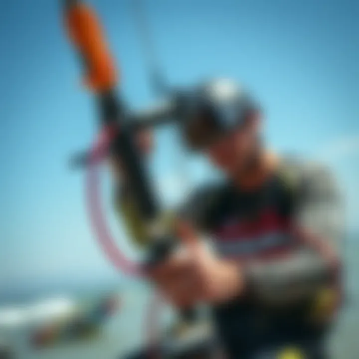 Kite Pump Maintenance Tips A kiteboarding enthusiast maintaining their kite pump.