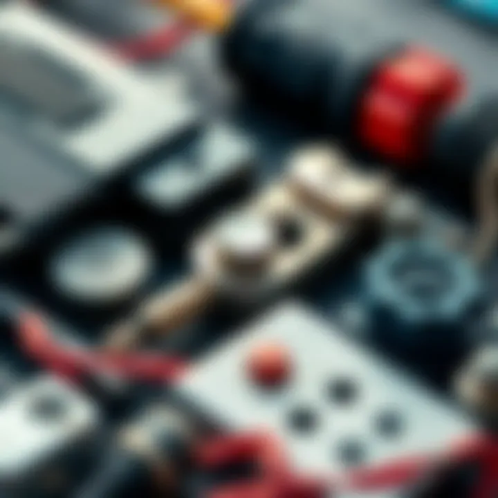 Close-up view of kite repair components showcasing various parts.