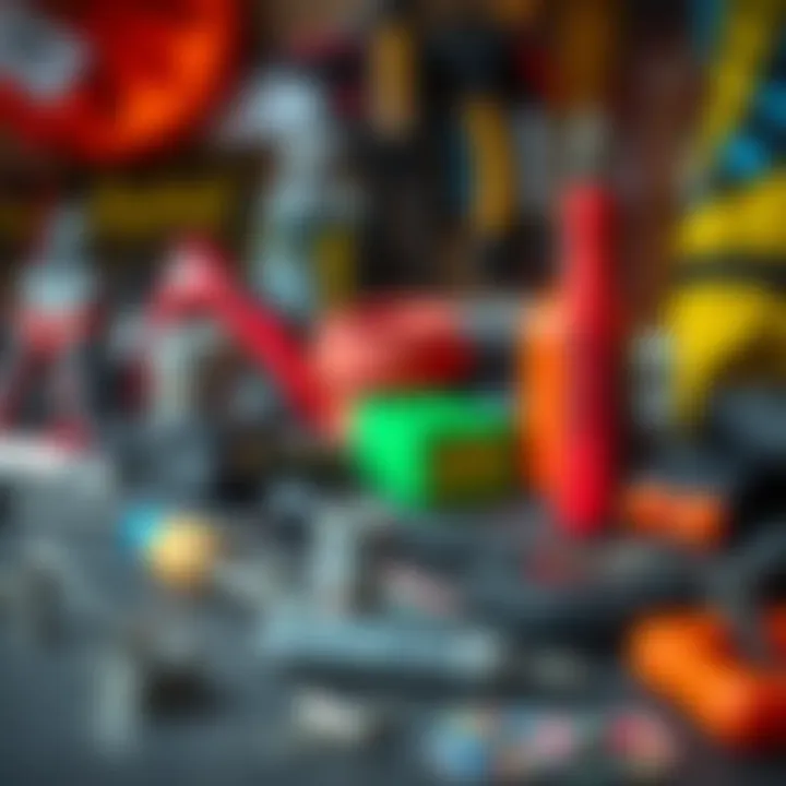 Tools for kite maintenance displayed on a table, ready for use.