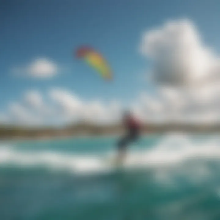 A group of kite surfers enjoying a local event in Antigua.