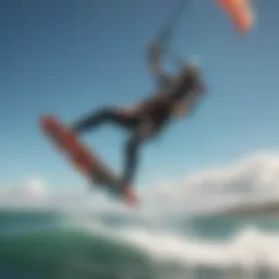 Dynamic kite surfing action on vibrant waters