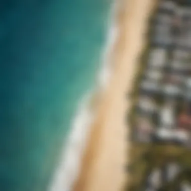 Aerial view of kite surfing spots along Honolulu's coastline