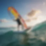 Vibrant kite surfers riding waves in Honolulu's clear waters