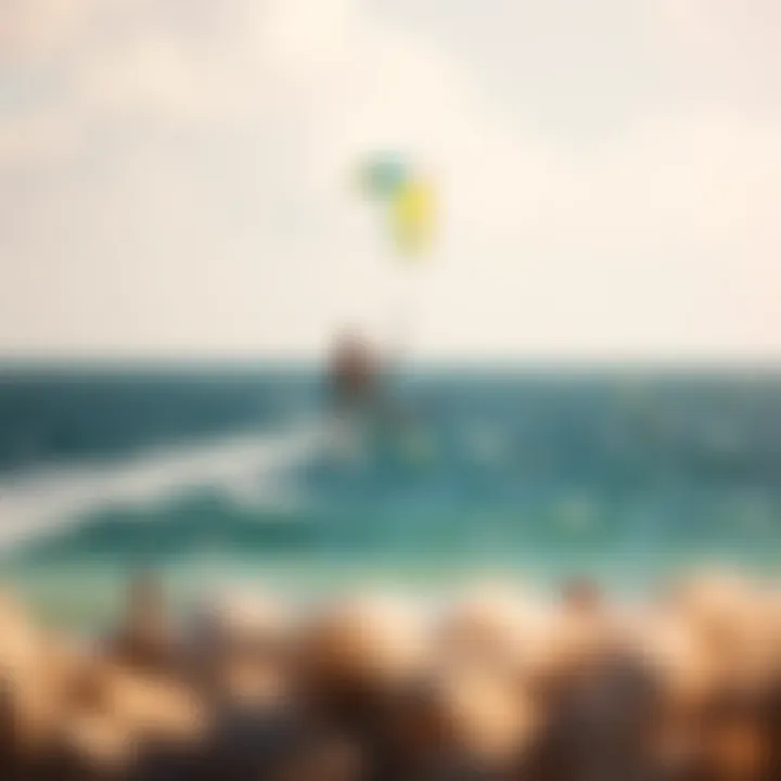 Taking Off: The Excitement of Kite Surfing Kite surfers taking off with the backdrop of Tulum's coastline