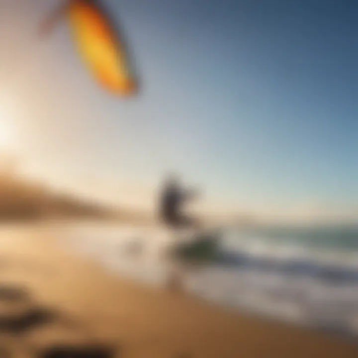 A group of kite surfers enjoying a sunny day at the beach