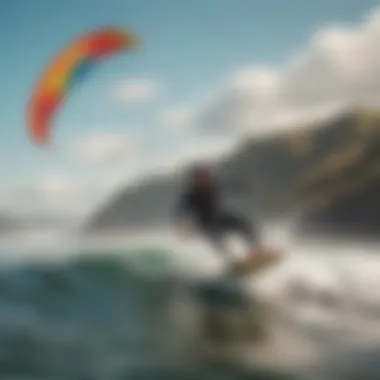 A kite surfer gliding across the vibrant waters of Portland