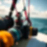 Detailed view of kite surfing rig components
