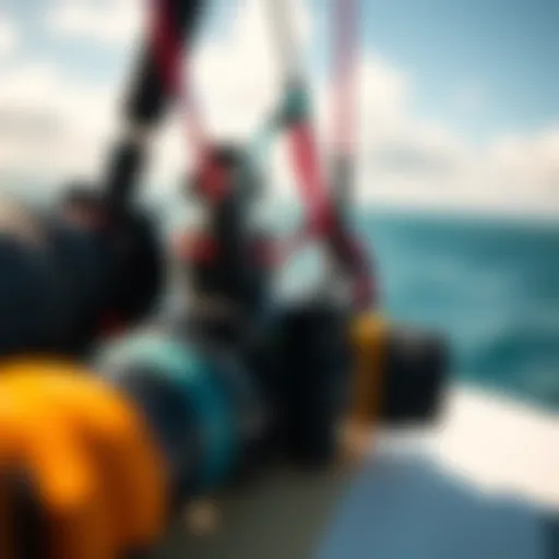 Detailed view of kite surfing rig components