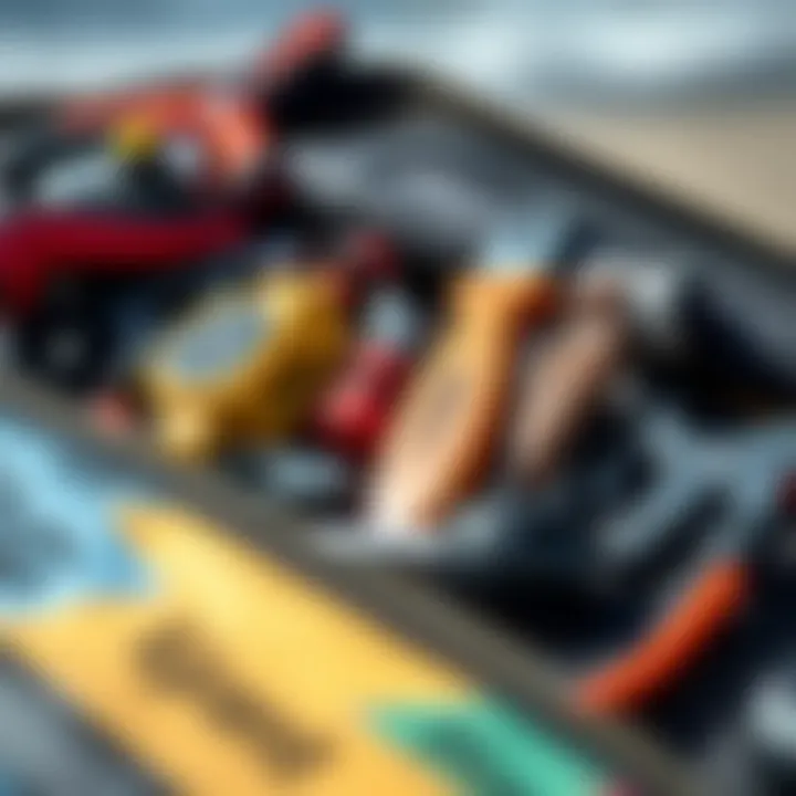 Essential Tools in a Kiteboard Repair Kit Kiteboard repair kit showcasing essential tools and components