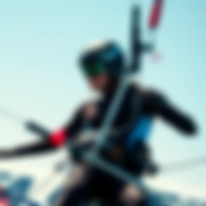 Kiteboarder in Action with Chest Zip Wetsuit Kiteboarder showcasing equipment and wetsuit in action