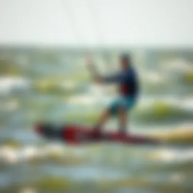 Kiteboarding in Windy NJ Conditions Kiteboarder navigating through windy conditions in New Jersey waters