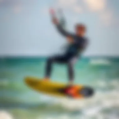 Kiteboarding with Yamamoto Wetsuit Kiteboarder in action wearing Yamamoto wetsuit demonstrating flexibility