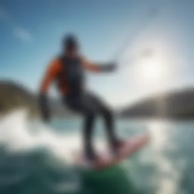 Kiteboarding enthusiast enjoying the thrill of electric hydrofoil