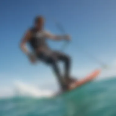 Beginner taking kiteboarding lessons in clear waters