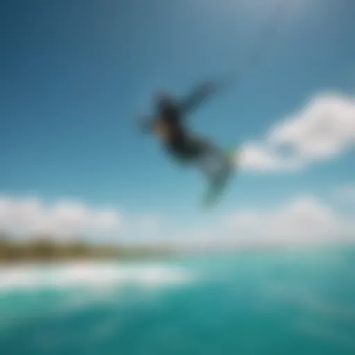 A vibrant kiteboarder capturing the wind over turquoise waters