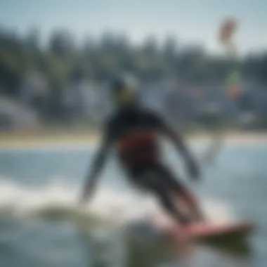 A group of kiteboarders enjoying a sunny day on the water