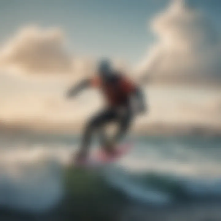 A kiteboarder gliding over the waves in Seattle