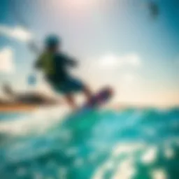 Kiteboarding action shot at Key Biscayne beach