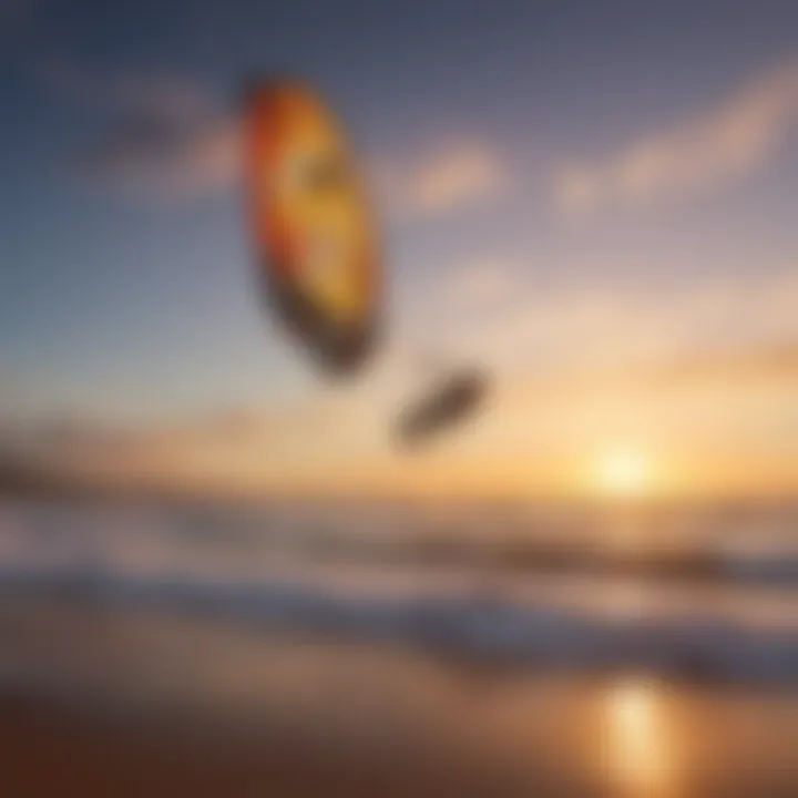 Stunning sunset view of kiteboarding at Ocean Beach