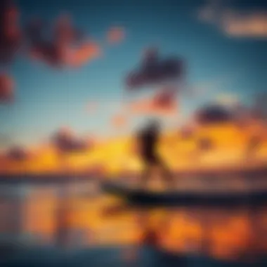 Sunset Reflection on Kiteboarding The vibrant sunset casting colors over a kiteboarding session at the beach