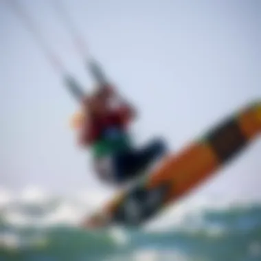 Kitesurfer Utilizing Straps for Optimal Performance A kitesurfer in action, demonstrating the use of straps on the board