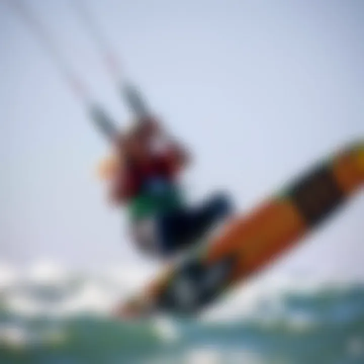 Kitesurfer Utilizing Straps for Optimal Performance A kitesurfer in action, demonstrating the use of straps on the board