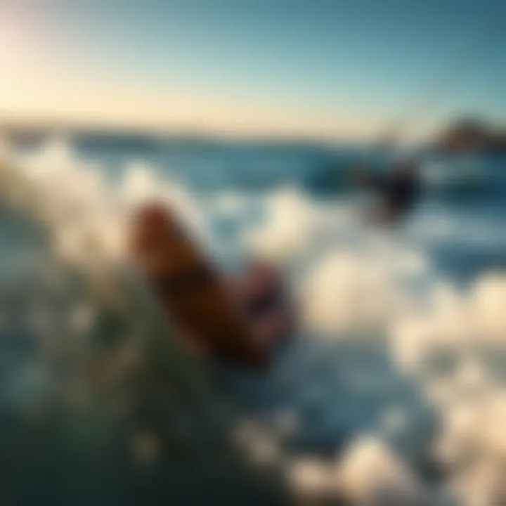 Kitesurfer Maneuvering Through Waves A close-up of a kitesurfer maneuvering through waves