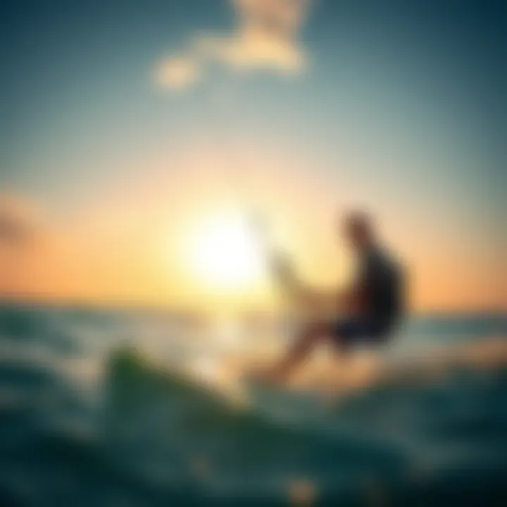 A kitesurfer preparing for a session in the water