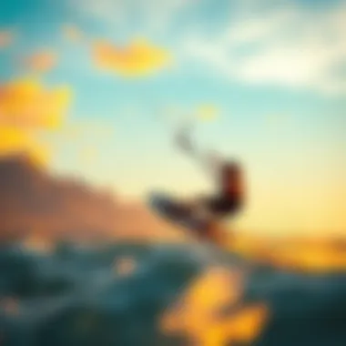 Kitesurfing at Sunset in Cape Town A vibrant kitesurfing scene at sunset in Cape Town