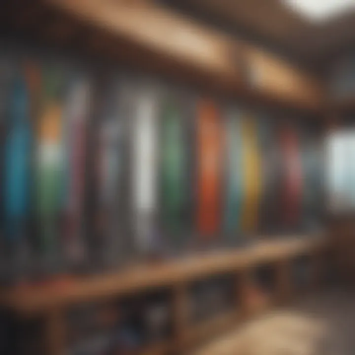 Various kitesurfing gear displayed in a shop