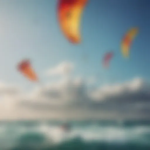 Vibrant kites soaring high above the ocean