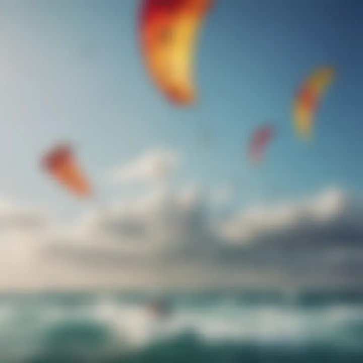 Vibrant kites soaring high above the ocean