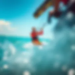 A vibrant kitesurfing scene showcasing the thrill of the sport